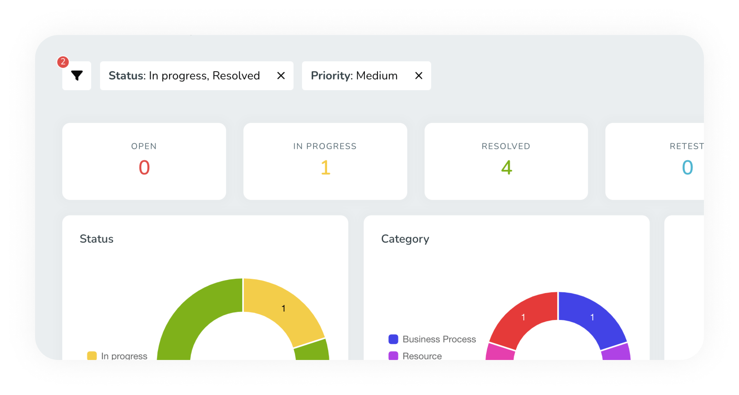 Use report filters to highlight items and gain insight into your project’s progress